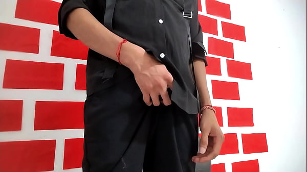 A man takes out his big cock to masturbate