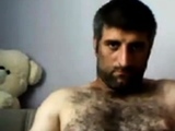 Big-Cock Turkish Bear Masturbates on Webcam