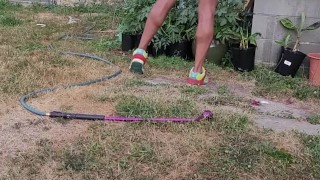 KennieJai get CAUGHT gardening and jerking off