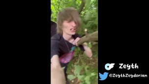 Emo boy fucked by hooded chav in the woods